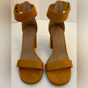Aerosoles Women Tan Brown Lawrence Ankle Strap Block Heel Sandals Size 9.5